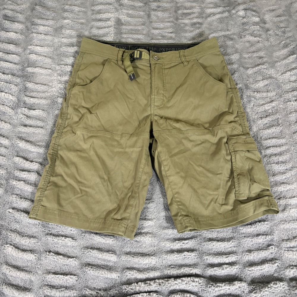prAna Zion Mens Olive Green Nylon Stretch Cargo Hiking Shorts Size S AR898